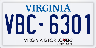 VA license plate VBC6301