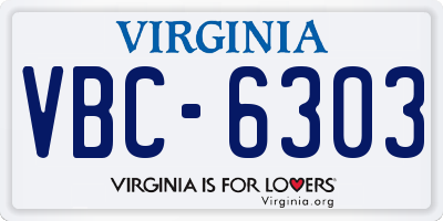 VA license plate VBC6303