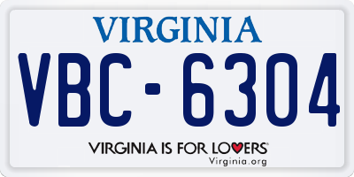 VA license plate VBC6304