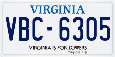 VA license plate VBC6305