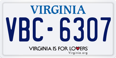 VA license plate VBC6307
