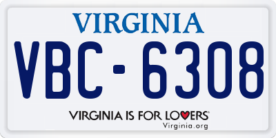 VA license plate VBC6308