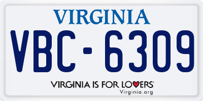 VA license plate VBC6309