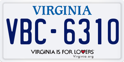 VA license plate VBC6310