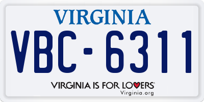 VA license plate VBC6311