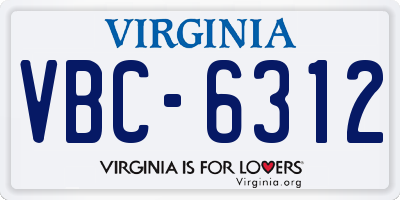 VA license plate VBC6312
