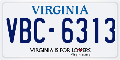 VA license plate VBC6313