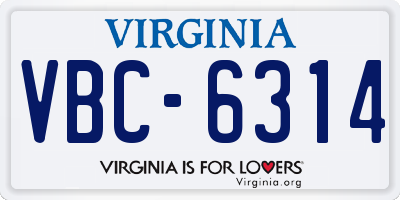 VA license plate VBC6314