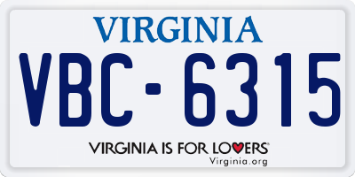 VA license plate VBC6315