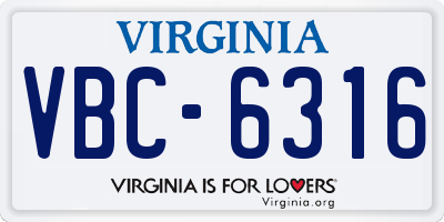 VA license plate VBC6316