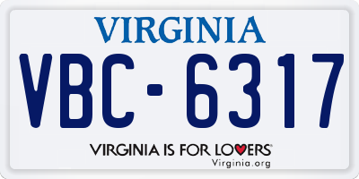 VA license plate VBC6317