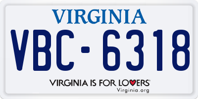 VA license plate VBC6318