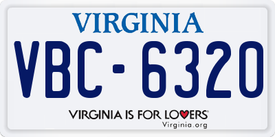 VA license plate VBC6320