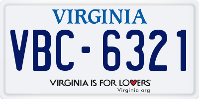 VA license plate VBC6321