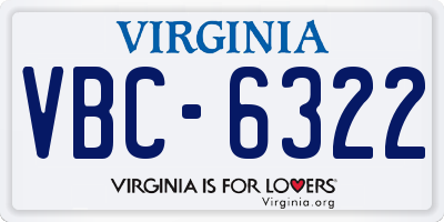 VA license plate VBC6322