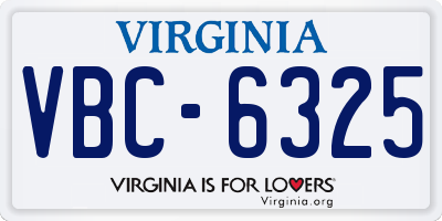 VA license plate VBC6325