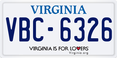 VA license plate VBC6326