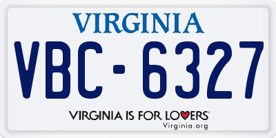 VA license plate VBC6327