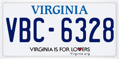 VA license plate VBC6328