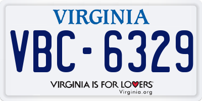 VA license plate VBC6329