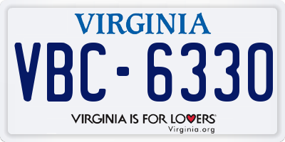 VA license plate VBC6330