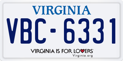 VA license plate VBC6331