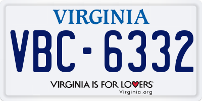 VA license plate VBC6332