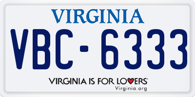 VA license plate VBC6333