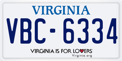 VA license plate VBC6334
