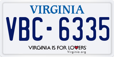 VA license plate VBC6335