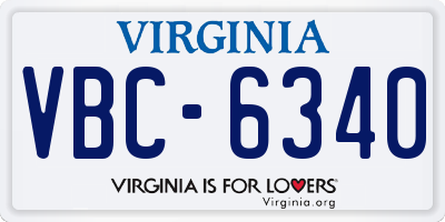 VA license plate VBC6340