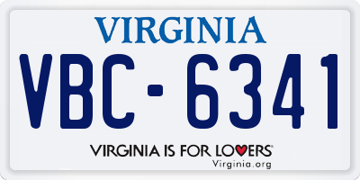 VA license plate VBC6341