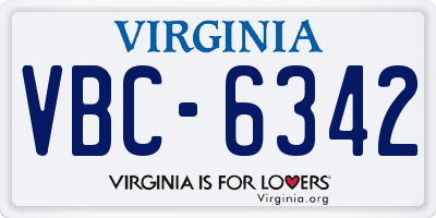 VA license plate VBC6342