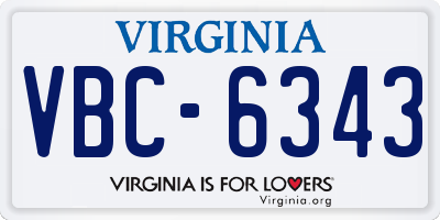 VA license plate VBC6343
