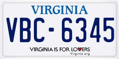 VA license plate VBC6345