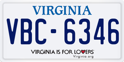 VA license plate VBC6346