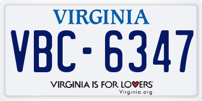 VA license plate VBC6347