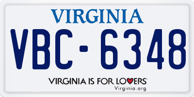 VA license plate VBC6348