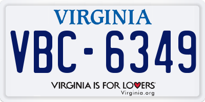 VA license plate VBC6349