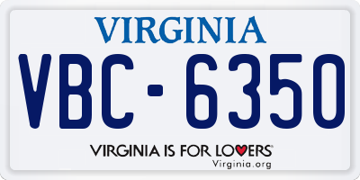 VA license plate VBC6350