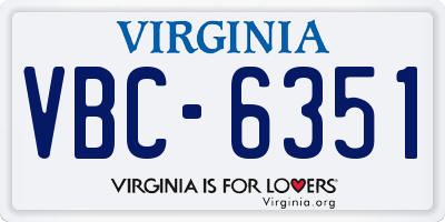 VA license plate VBC6351