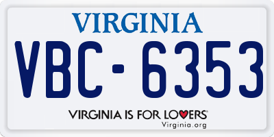 VA license plate VBC6353