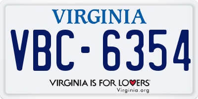 VA license plate VBC6354