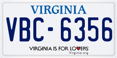VA license plate VBC6356