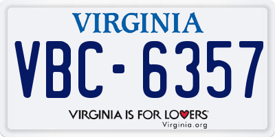 VA license plate VBC6357