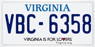 VA license plate VBC6358