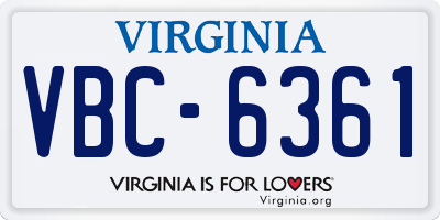 VA license plate VBC6361