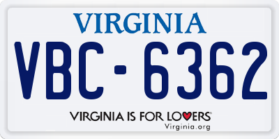 VA license plate VBC6362