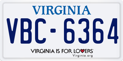 VA license plate VBC6364