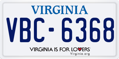 VA license plate VBC6368